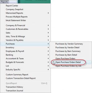 QuickBooks Purchase Order Reporting