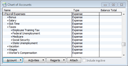Chart Of Accounts Payroll Expenses